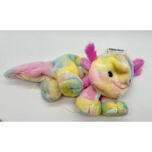 Build A Bear Tie Dye Pastel Rainbow Axolotl New NWT Unstuffed